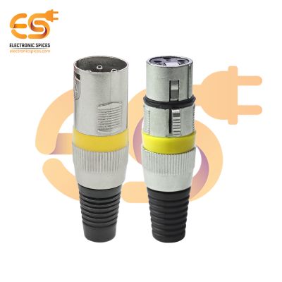 XLR Jack 3-Pin Male/Female Microphone Mic Audio Connector (Yellow)